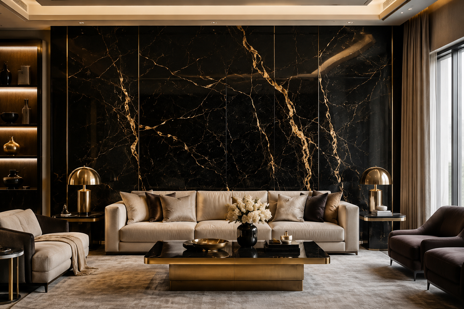 Obsidian Gold Marble PVC Marble Wall
