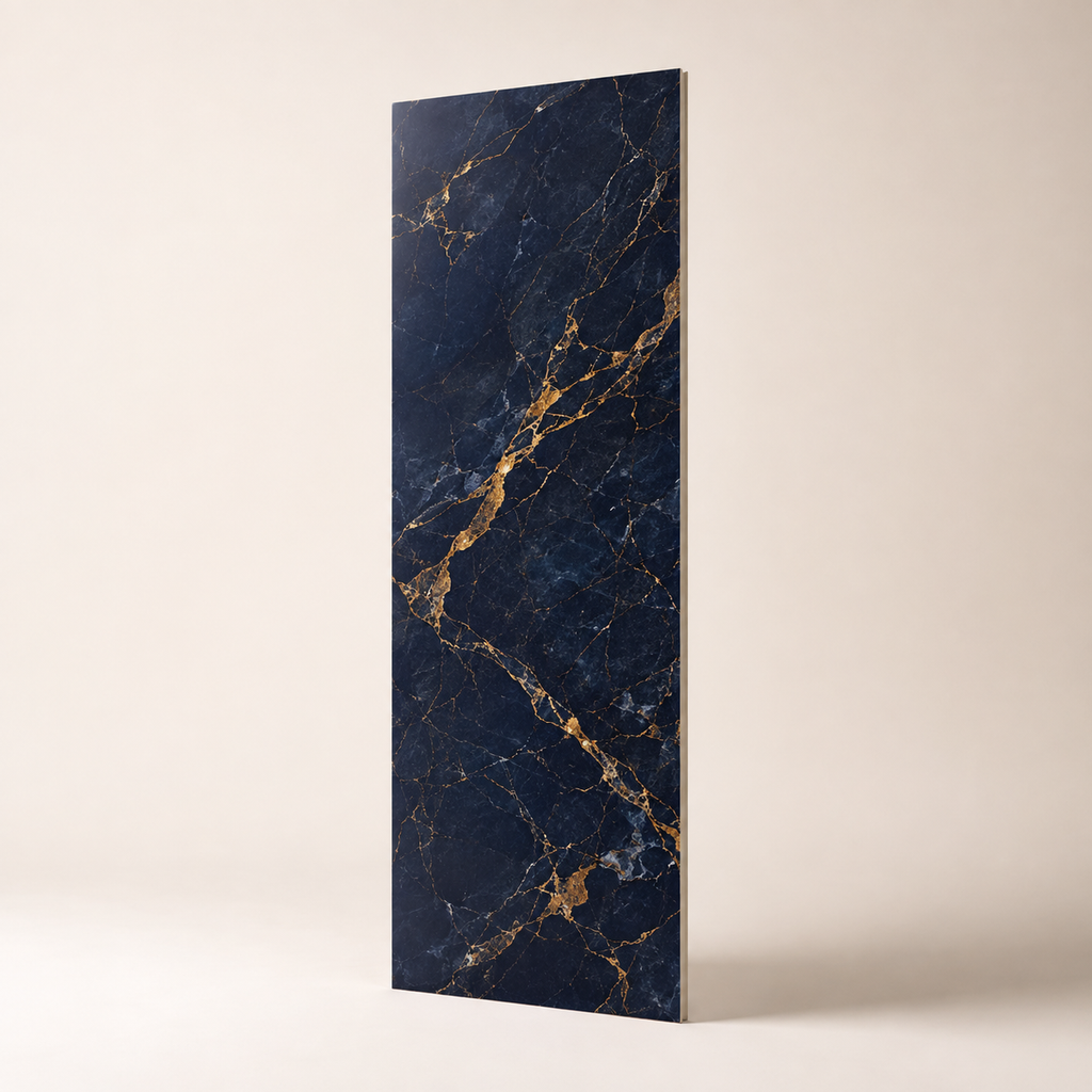 Navy Gold PVC marble wall panel, product photo