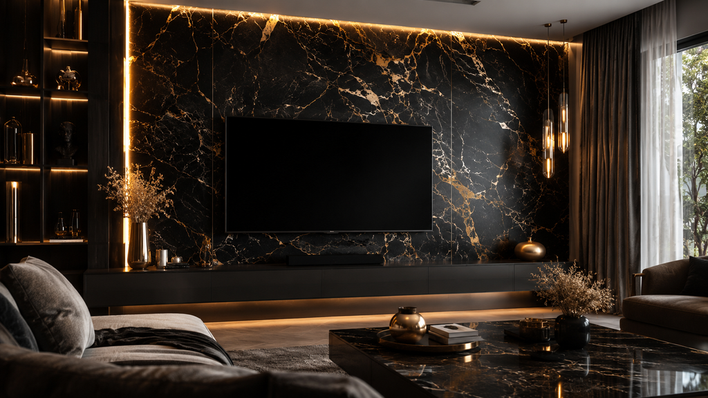 Obsidian Gold Marble PVC Marble Wall