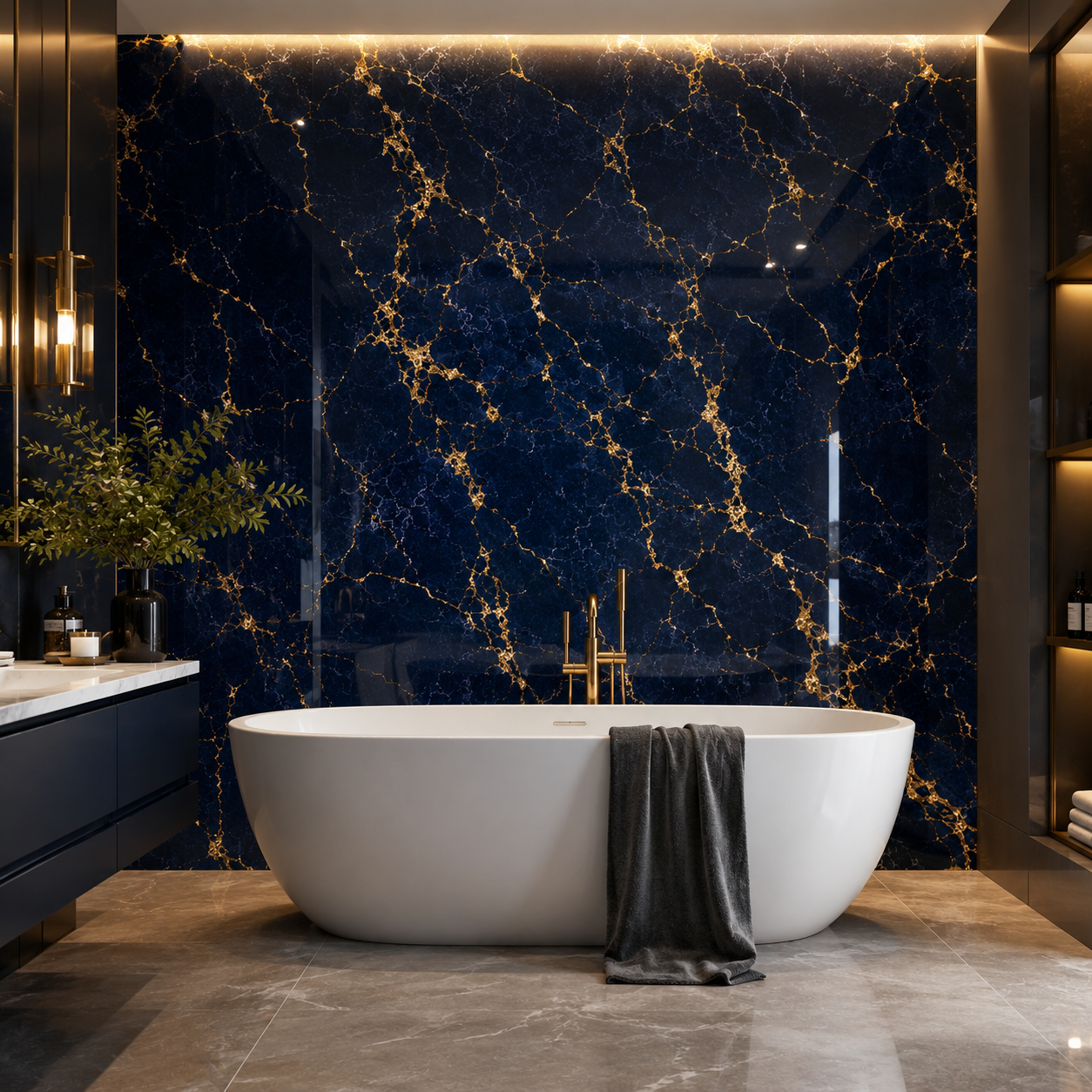 Navy Gold Marble Wall Panel