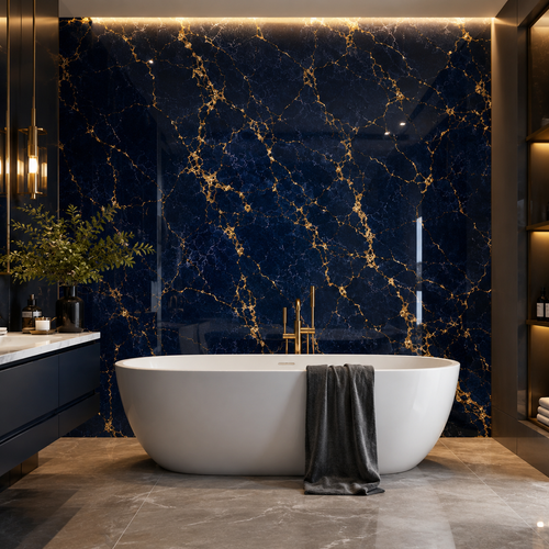 Navy Gold Marble Wall Panel