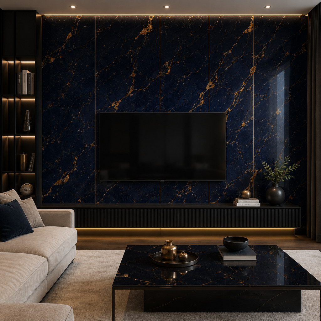 Navy Gold Marble Wall Panel