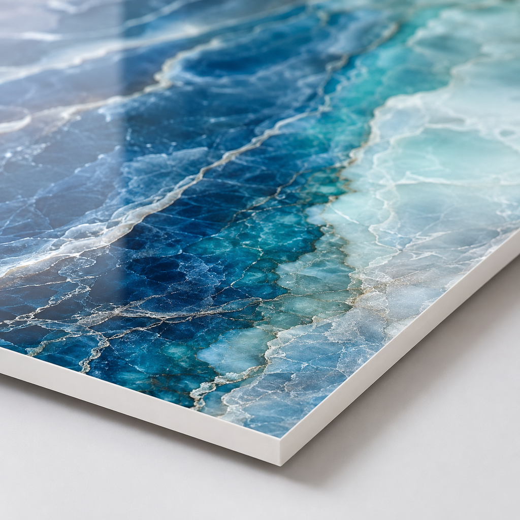 Close-up of Ocean Marble PVC wall panel veining