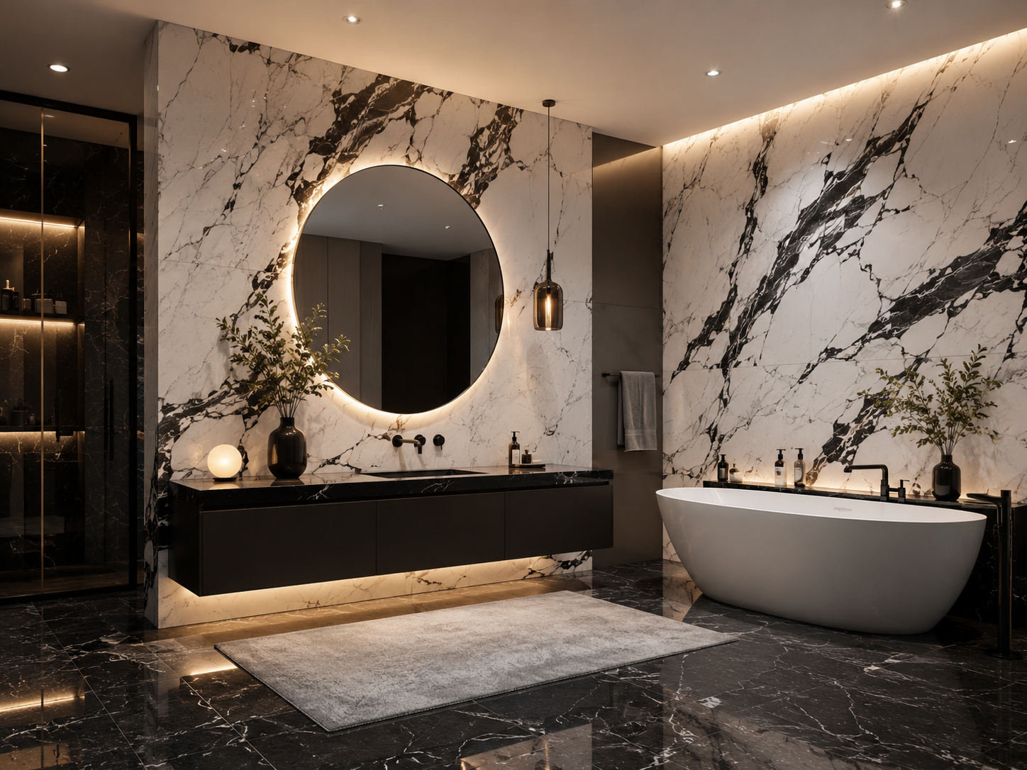 Pearl Mist White & Black Marble Wall Panel