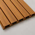 Teak exterior WPC wall panel, close-up product photo